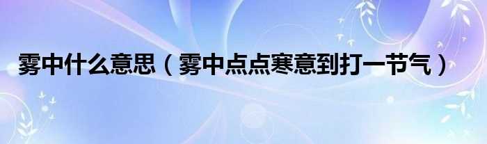 雾中点点寒意到打一节气_雾中什么意思?(雾中)