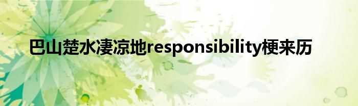 巴山楚水凄凉地responsibility梗来历(巴山楚水凄凉地)