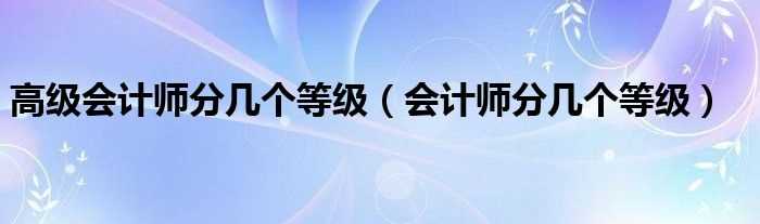 会计师分几个等级_高级会计师分几个等级?(高级会计师)