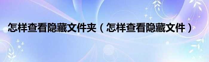 怎么样查看隐藏文件_怎么样查看隐藏文件夹?(怎么打开隐藏文件夹)