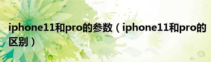 iphone11和pro的区别_iphone11和pro的参数(iphone11 pro)