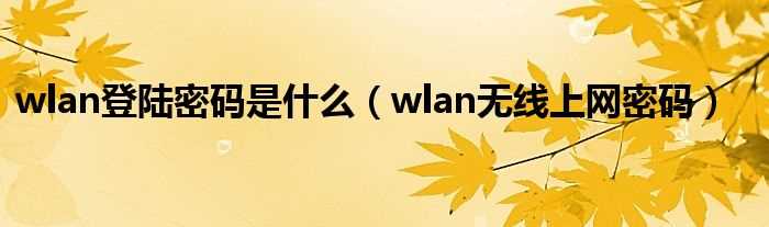 wlan无线上网密码_wlan登陆密码是什么?(wlan密码是什么)