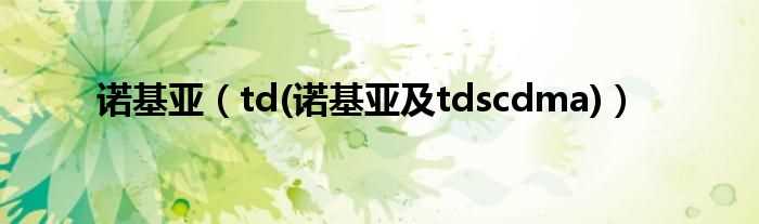 td(诺基亚及tdscdma_诺基亚)(诺基亚 td)