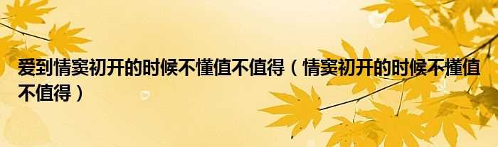 情窦初开的时候不懂值不值得_爱到情窦初开的时候不懂值不值得(情窦初开的时候不懂值不值得)