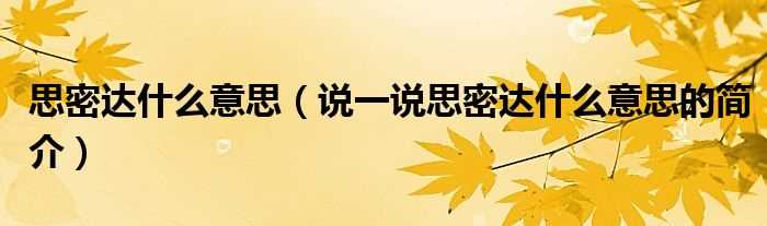 说一说思密达什么意思的简介_思密达什么意思?(思密达)