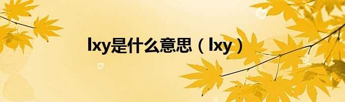 lxy_lxy是什么意思?(lxy)