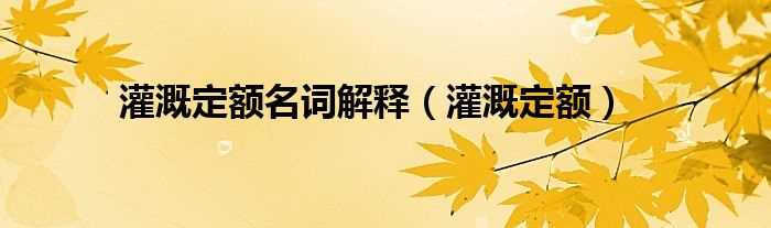 灌溉定额_灌溉定额名词解释(灌溉定额)