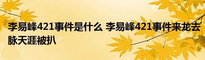 李易峰421事件是什么_李易峰421事件来龙去脉天涯被扒?(李易峰421事件是什么)