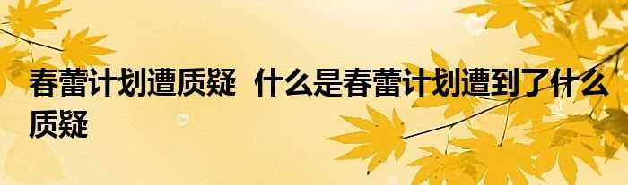 春蕾计划遭质疑_什么是春蕾计划遭到了什么质疑?(春蕾计划遭质疑)