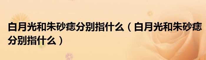 白月光和朱砂痣分别指什么_白月光和朱砂痣分别指什么?(朱砂痣和白月光指什么)