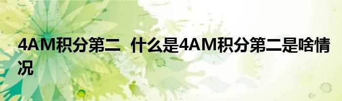 4AM积分第二_什么是4AM积分第二是啥情况?(4AM积分第二)