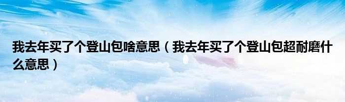 我去年买了个登山包超耐磨什么意思_我去年买了个登山包啥意思?(去年买了个登山包)