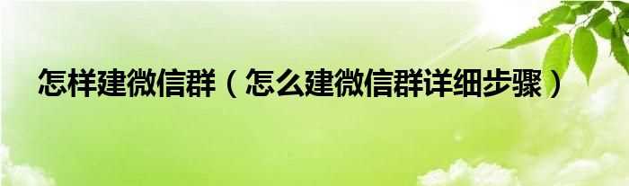 怎么建微信群详细步骤_怎么样建微信群?(怎么建微信群)