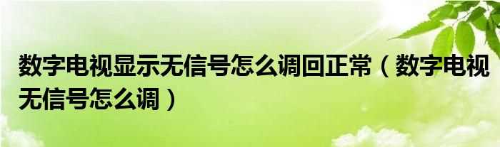 数字电视无信号怎么调_数字电视显示无信号怎么调回正常?(电视显示无信号怎么调回正常)