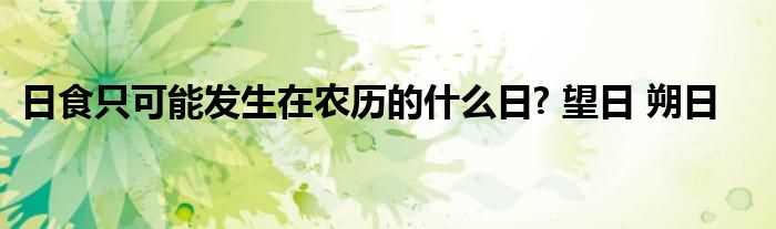 日食只可能发生在农历的什么日?望日_朔日?(日食只可能发生在农历的什么日)