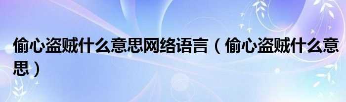 偷心盗贼什么意思_偷心盗贼什么意思网络语言?(偷心贼)