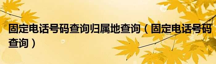 固定电话号码查询_固定电话号码查询归属地查询(固话来电归属地查询)