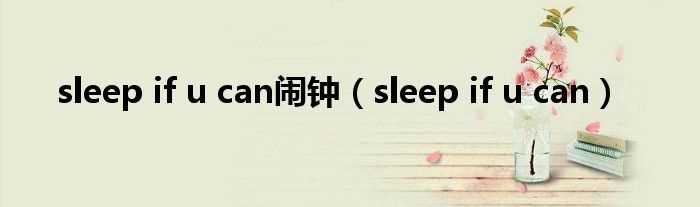 sleep_if_u_can_sleep_if_u_can闹钟(sleep if u can)