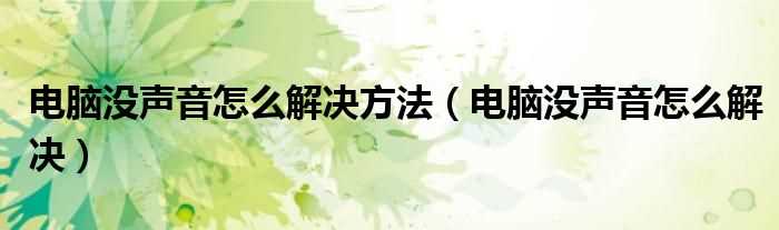 电脑没声音怎么解决_电脑没声音怎么解决办法步骤?(电脑没声音)