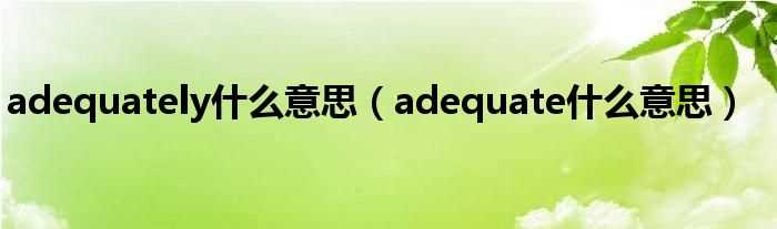 adequate什么意思_adequately什么意思?(adequate翻译)