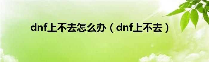 dnf上不去_dnf上不去怎么办?(DNF上不去)