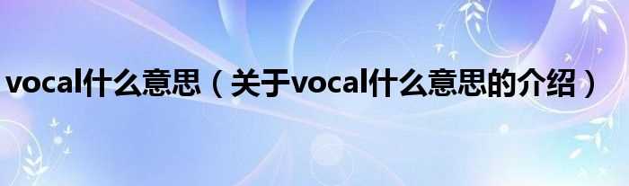 关于vocal什么意思的介绍_vocal什么意思?(vocal)