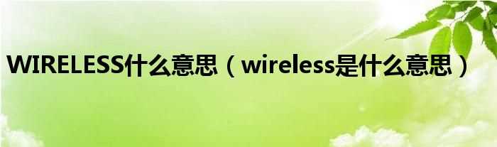 wireless是什么意思_WIRELESS什么意思?(wireless)