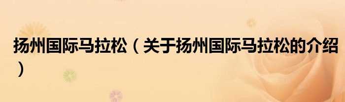 关于扬州国际马拉松的介绍_扬州国际马拉松(扬州马拉松)