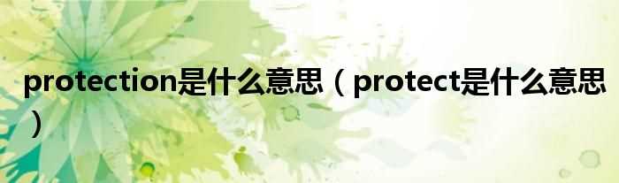 protect是什么意思_protection是什么意思?(protection)