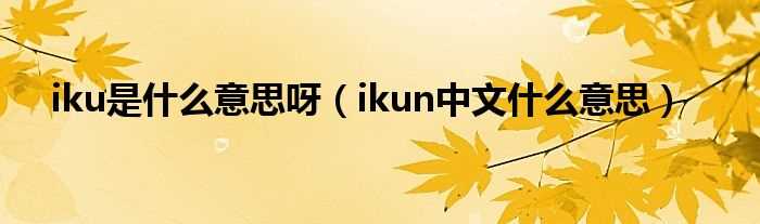 ikun中文什么意思_iku是什么意思呀?(ikun)