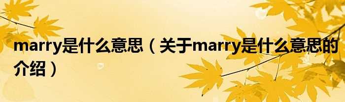 关于marry是什么意思的介绍_marry是什么意思?(marry)