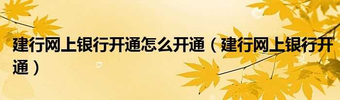 建行网上银行开通_建行网上银行开通怎么开通?(建设银行网上银行)