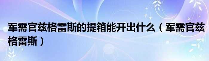 军需官兹格雷斯_军需官兹格雷斯的提箱能开出什么?(军需官兹格雷斯)