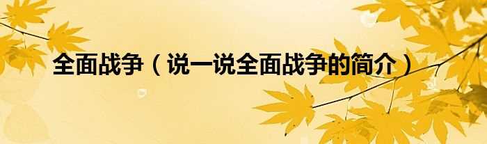 说一说全面战争的简介_全面战争(全面战争)