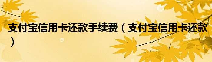 支付宝信用卡还款_支付宝信用卡还款手续费(支付宝信用卡还款手续费)