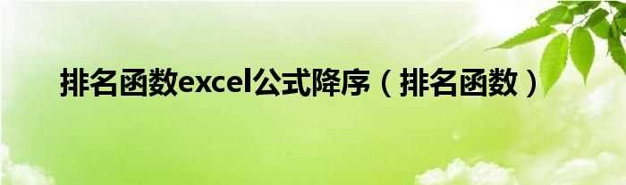 排名函数_排名函数excel公式降序(排名函数)