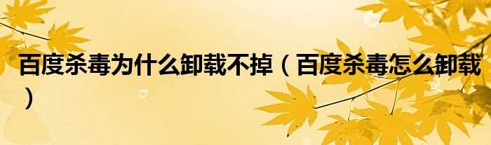 百度杀毒怎么卸载_百度杀毒为什么卸载不掉?(百度杀毒怎么卸载)