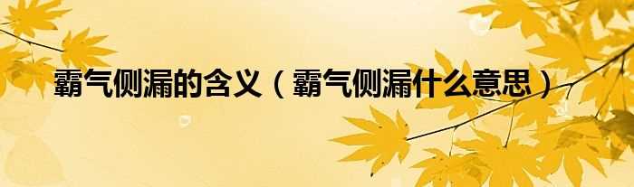 霸气侧漏什么意思_霸气侧漏的含义?(霸气侧漏)