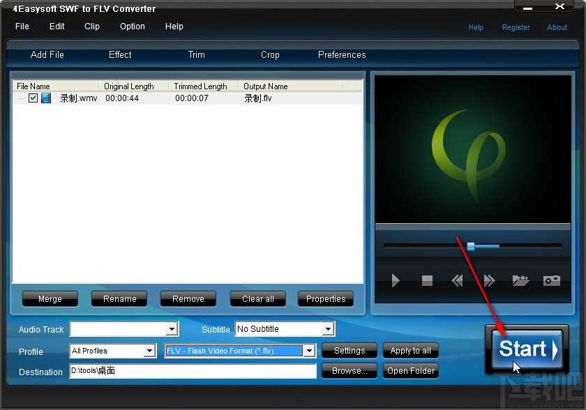 4Easysoft SwF to FLV Converter剪切视频的操作方法