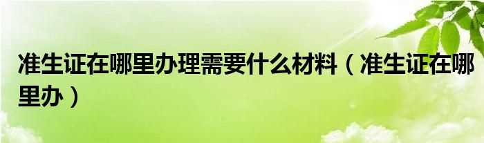 准生证在哪里办_准生证在哪里办理需要什么材料?(准生证)