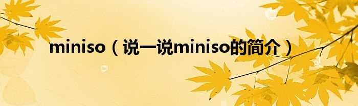 说一说miniso的简介_miniso(miniso)