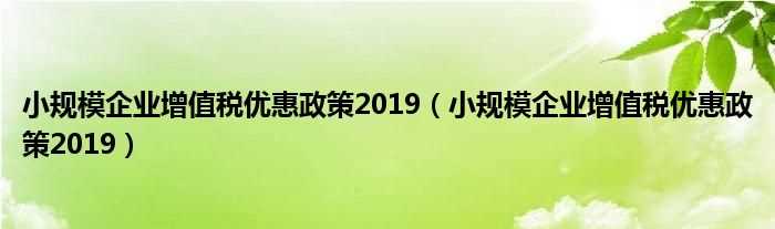 小规模企业增值税优惠政策2019_小规模企业增值税优惠政策2019(2019小微企业增值税优惠政策)