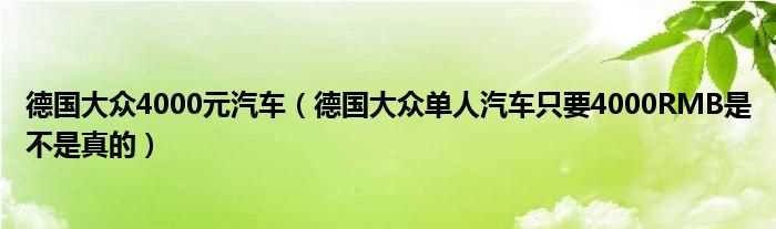 德国大众单人汽车只要4000RMB是不是真的_德国大众4000元汽车(德国大众4000元汽车)