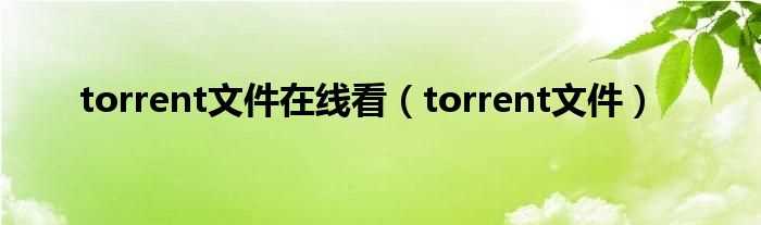 torrent文件_torrent文件在线看(torrent)