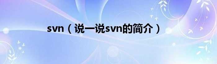 说一说svn的简介_svn(svn)