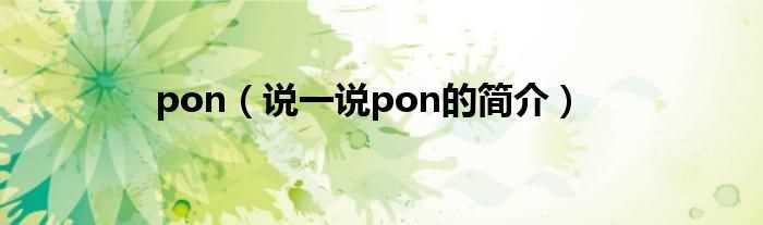 说一说pon的简介_pon(pon)