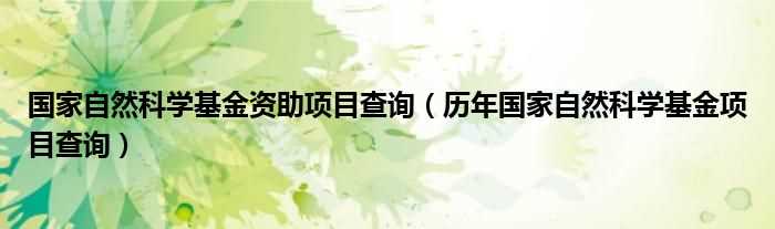 历年国家自然科学基金项目查询_国家自然科学基金资助项目查询(国家自然科学基金项目查询)