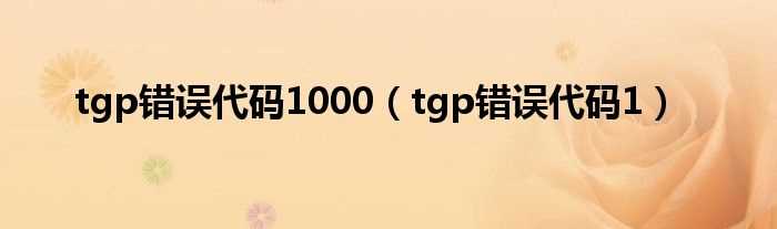 tgp错误代码1_tgp错误代码1000(tgp错误代码1)