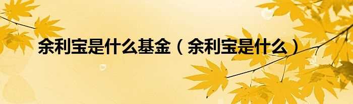 余利宝是什么_余利宝是什么基金?(余利宝)