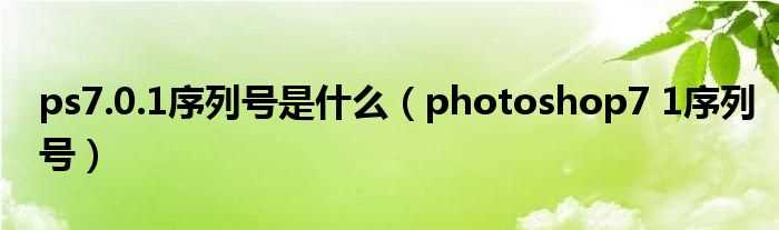 photoshop7_1序列号_ps7.0.1序列号是什么?(photoshop7.1序列号)